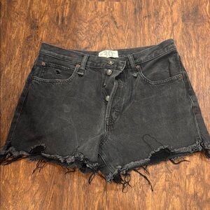 Black Distressed Denim Shorts
